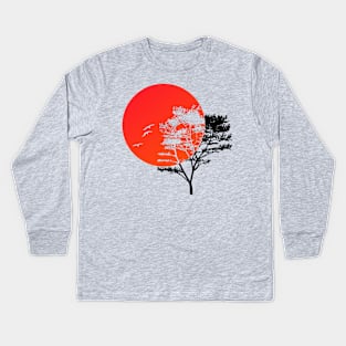 Tree at sunset Kids Long Sleeve T-Shirt